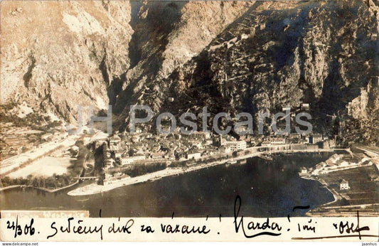 Kotor - Cattaro - panoramic view of bay and town - old postcard - 1906 - Montenegro - used - JH Postcards
