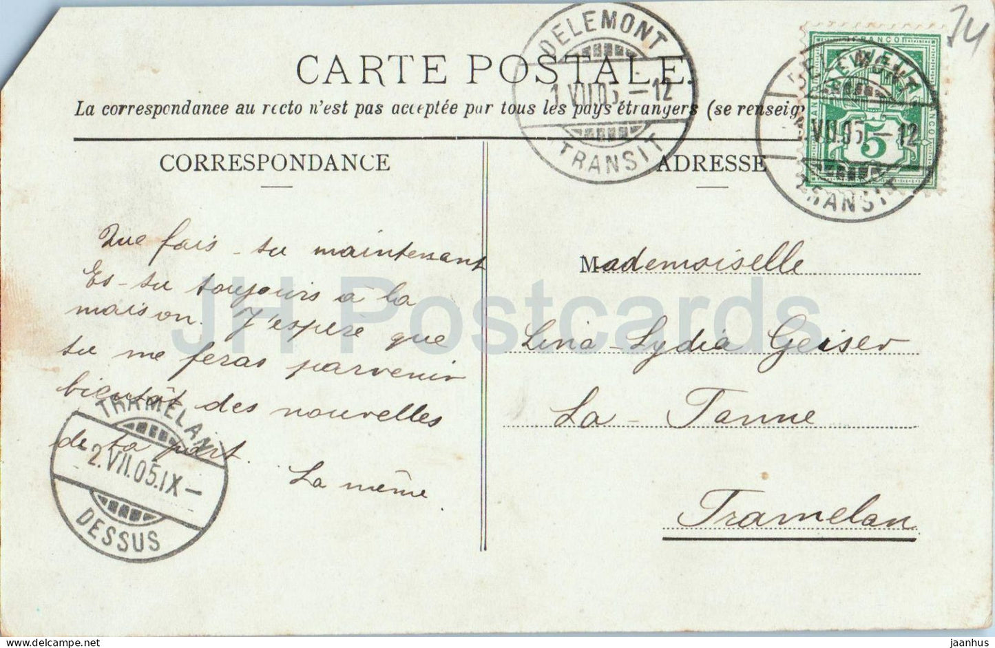 Delemont - Vue générale - vue de la ville - 1006 - ancienne carte postale - 1905 - Suisse - utilisée 