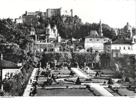 Salzburg - Mirabellgarten - baroque garden - city view - old postcard - 502 - Austria - unused - JH Postcards