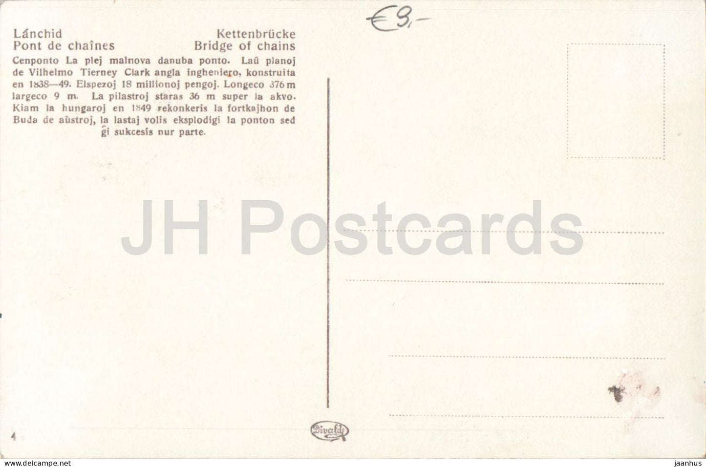 Budapest - Lanchid - Cenponto - Chain Bridge over the Danube - 4 - Hungary - unused