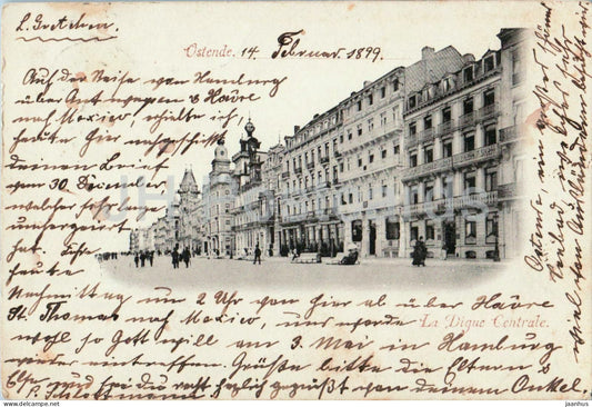 Ostende - La Digue Centrale - street view with hotels - old postcard - 1899 - Belgium - used - JH Postcards