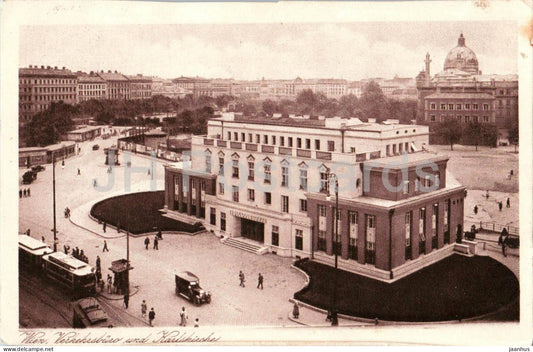 Wien - Vienna - Verkehrsburo und Karlskirche - tram - 26929 - old postcard - 1934 - Austria - unused - JH Postcards