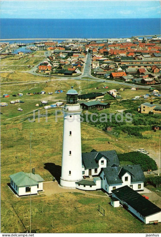 Hirtshals Fyr - Hirtshals Lighthouse - lighthouse harbour aerial view - Nr 7636 - 1985 - Denmark - used - JH Postcards