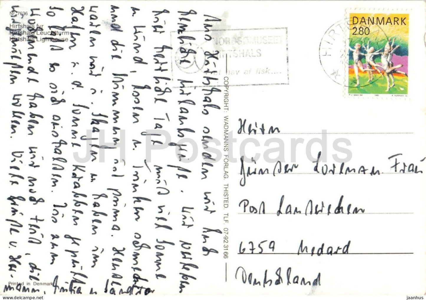 Hirtshals Fyr - Leuchtturm Hirtshals - Leuchtturm Hafen Luftaufnahme - Nr 7636 - 1985 - Dänemark - gebraucht
