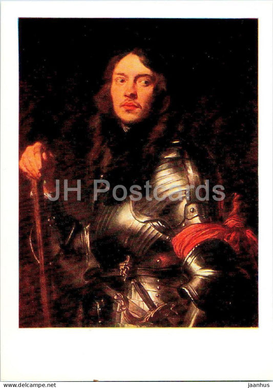 painting by Anthonis van Dyck - portrait of a warrior in armor - man - Flermish art - 1985 - Russia USSR - unused - JH Postcards