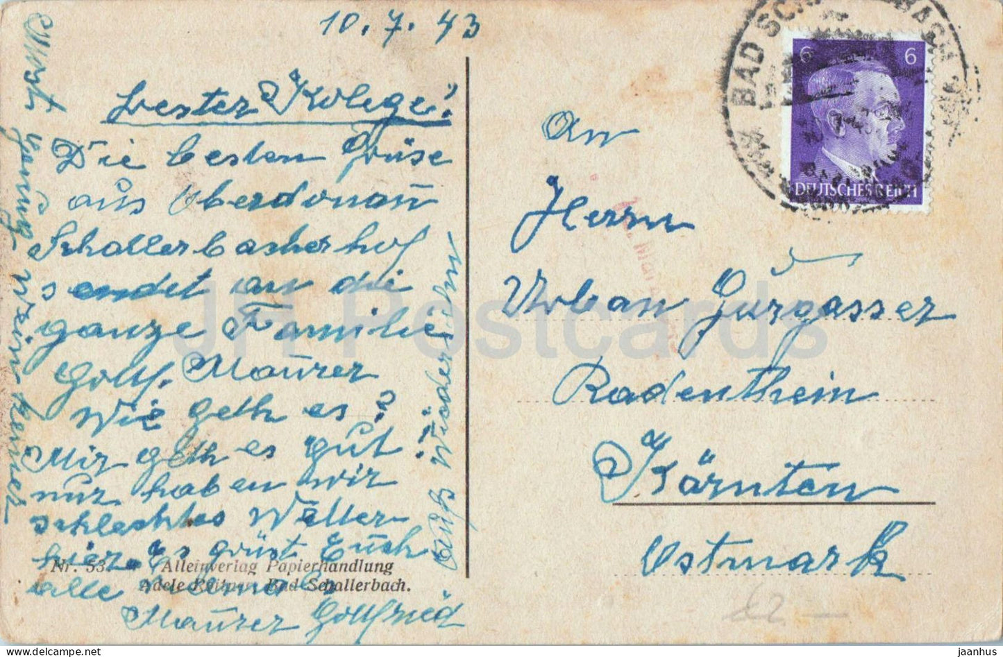 Bad Schallerbach - Wandelhalle - Nr. 54 - old postcard - 1943 - Austria - used