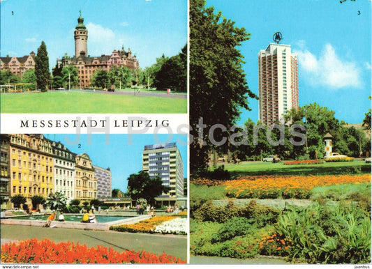 Messestadt Leipzig - Neues Rathaus - Sachsenplatz - Wohnhochhaus - Town Hall - Multiview - Germany DDR - unused - JH Postcards
