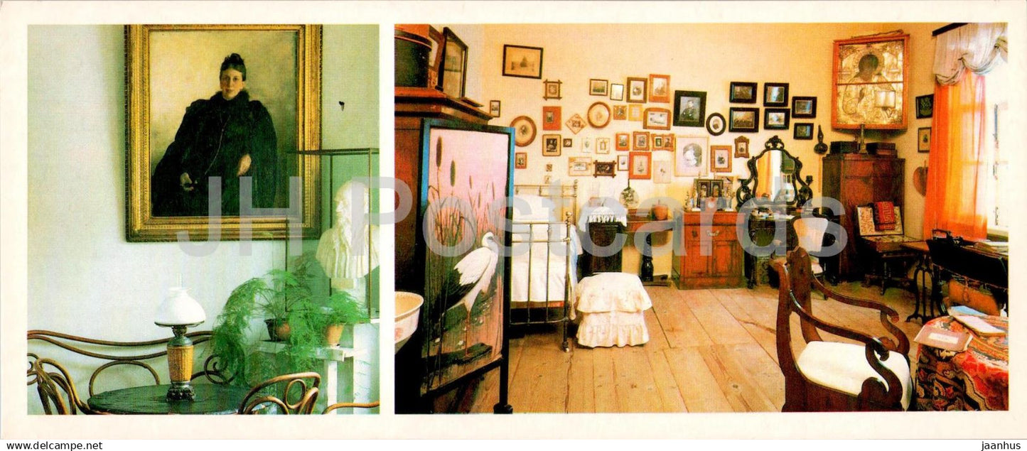 Yasnaya Polyana - Tolstoy museum - portrait of writers wife by V. Serov - wifes room - 1985 - Russia USSR - unused - JH Postcards