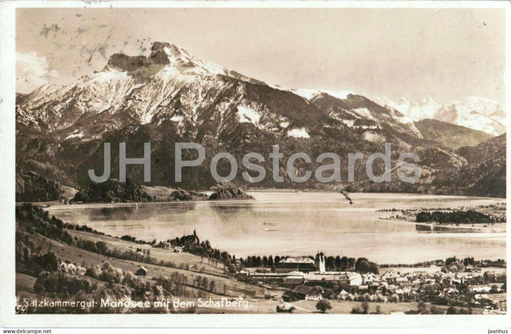 Salzkammergut - Mondsee mit dem Schafberg - Nr 5216 - old postcard - 1932 - Austria - used - JH Postcards