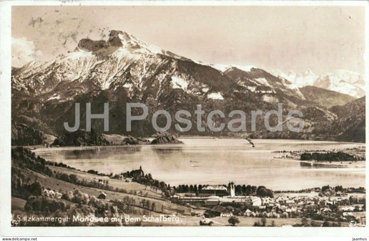Salzkammergut - Mondsee mit dem Schafberg - Nr 5216 - old postcard - 1932 - Austria - used - JH Postcards