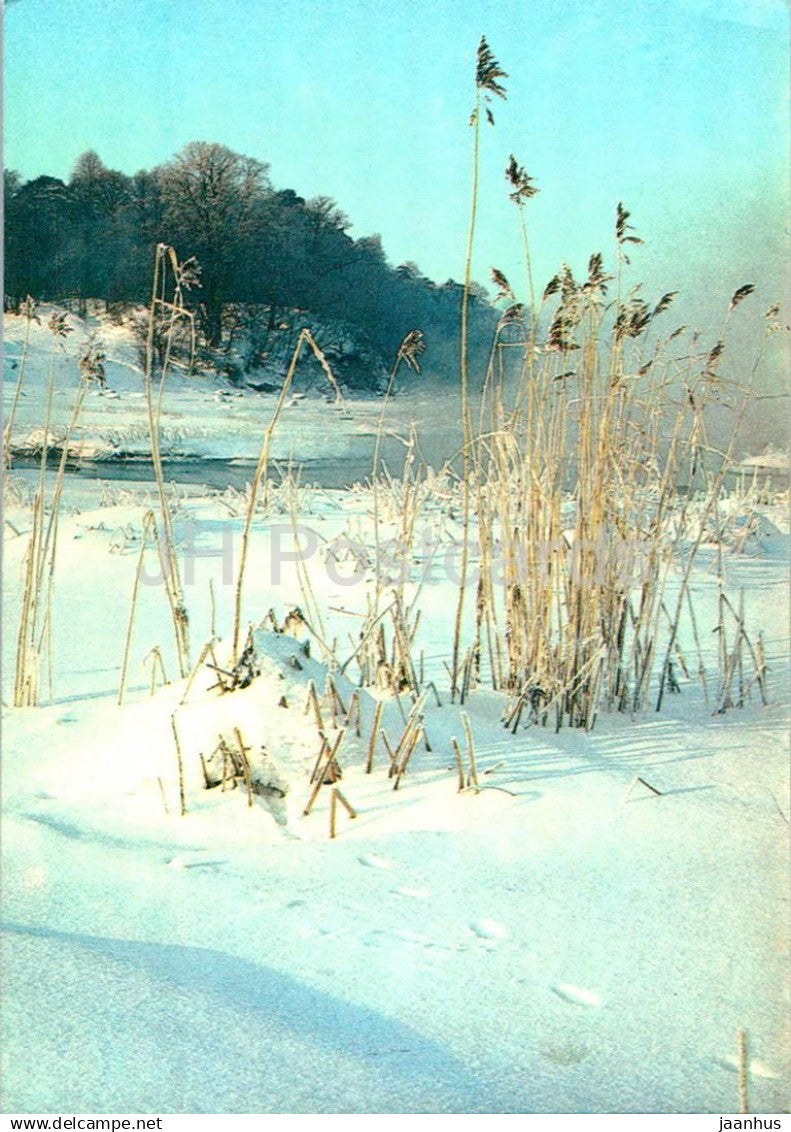 New Year Greeting card - 1 - winter view - 1986 - Estonia USSR - used - JH Postcards