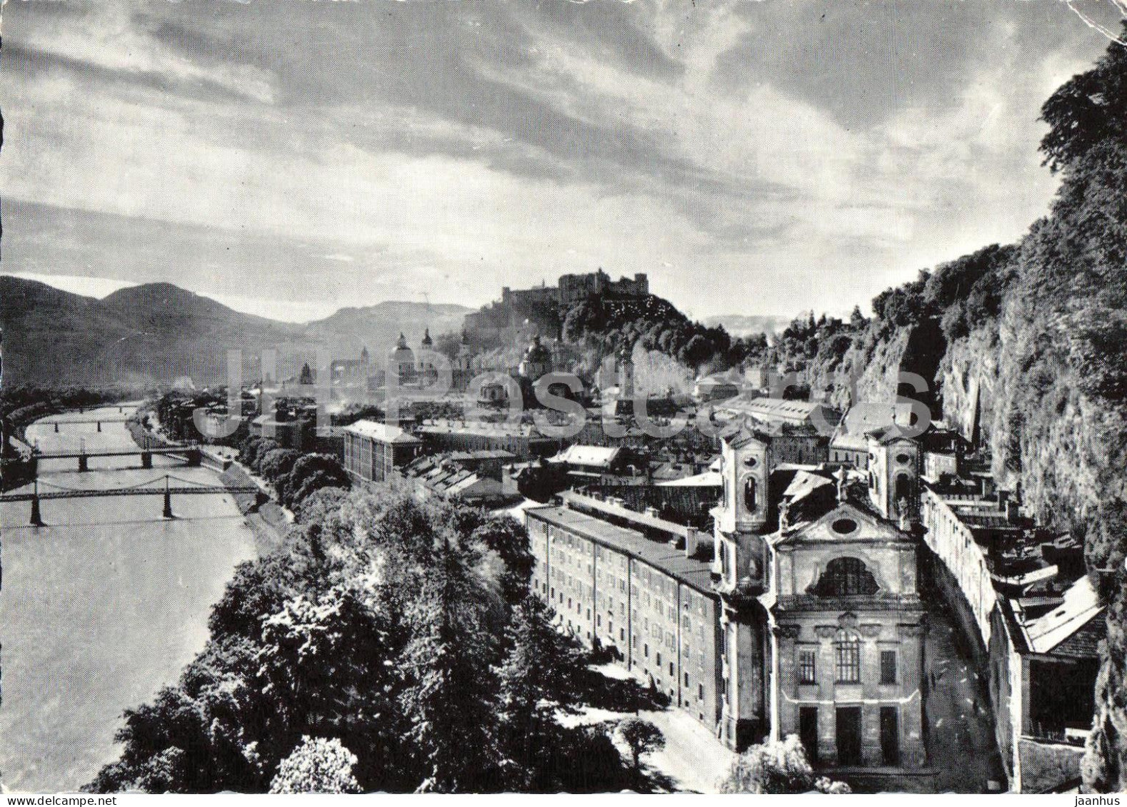 Die Festspielstadt Salzburg von der Humboldtterrasse - city panorama - river - old postcard - Austria - unused - JH Postcards