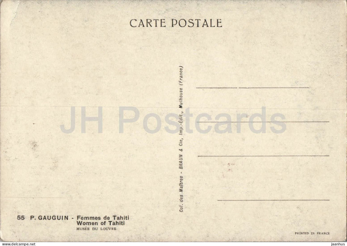 painting by Paul Gauguin - Women of Tahiti - French art - old postcard - 1950s - France - unused