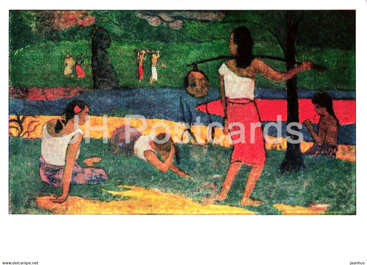painting by Paul Gauguin - Young Women from Tahiti on the Shore - French art - 1960s - Germany DDR - unused - JH Postcards