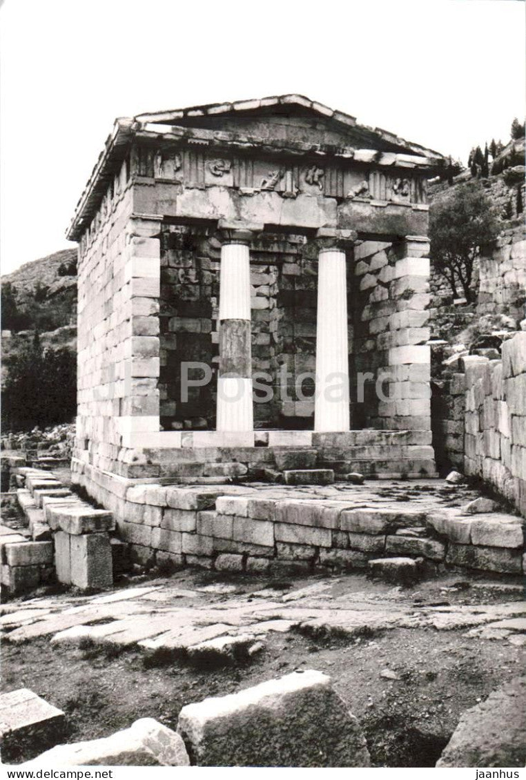 Delphi - The Treasure of Athens - ancient world temple ruins - archaeology - old postcard - 864 - Greece - unused - JH Postcards