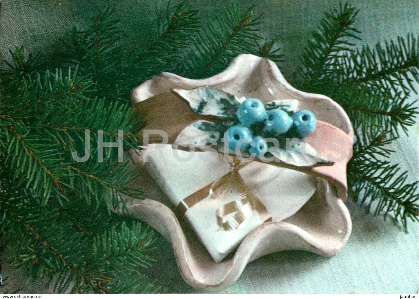 New Year Greeting card - 1 - gift - 1986 - Estonia USSR - used - JH Postcards