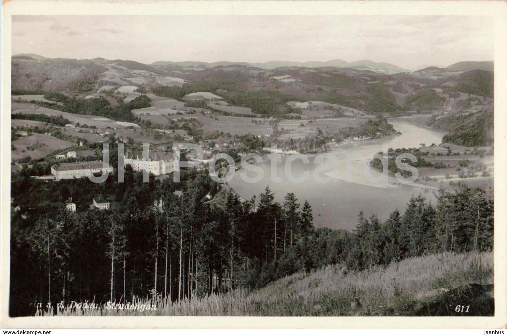 Grein a. d. Donau - Strudengau - panorama - 611 - old postcard - 1950s - Austria - unused - JH Postcards