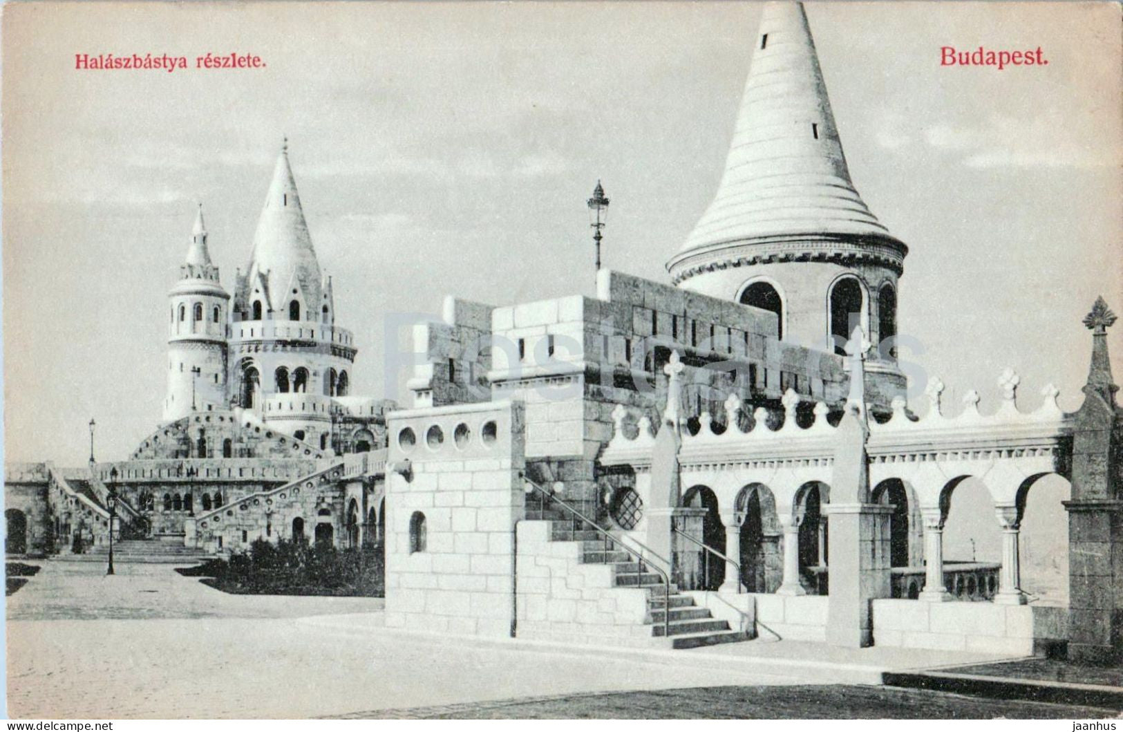 Budapest - Halaszbastya reszlete - Fisherman’s Bastion detail - towers and terraces - old postcar 1908 - Hungary - used - JH Postcards