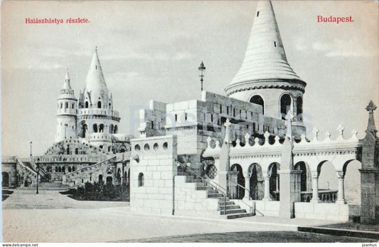 Budapest - Halaszbastya reszlete - Fisherman’s Bastion detail - towers and terraces - old postcar 1908 - Hungary - used - JH Postcards