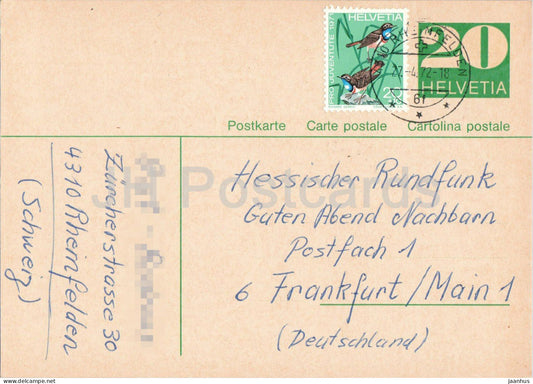 Guten Abend Nachbarn - Hessischer Rundfunk - postal stationery - 57 - 1972 - Switzerland - used - JH Postcards