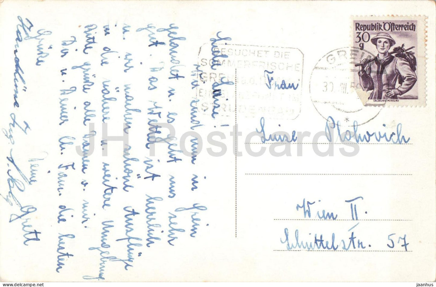 Grein a. d. Donau - Strudengau - panorama - 611 - old postcard - 1950s - Austria - unused