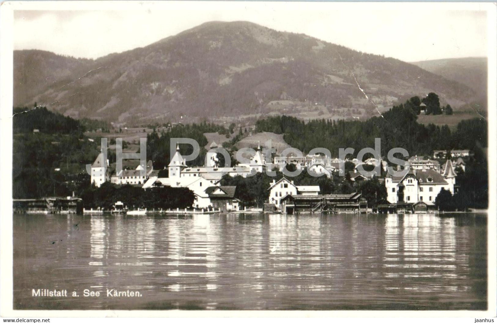 Millstatt a. See - Karnten - lakeside town view - monastery buildings - old postcard - 1933 - Austria - used - JH Postcards