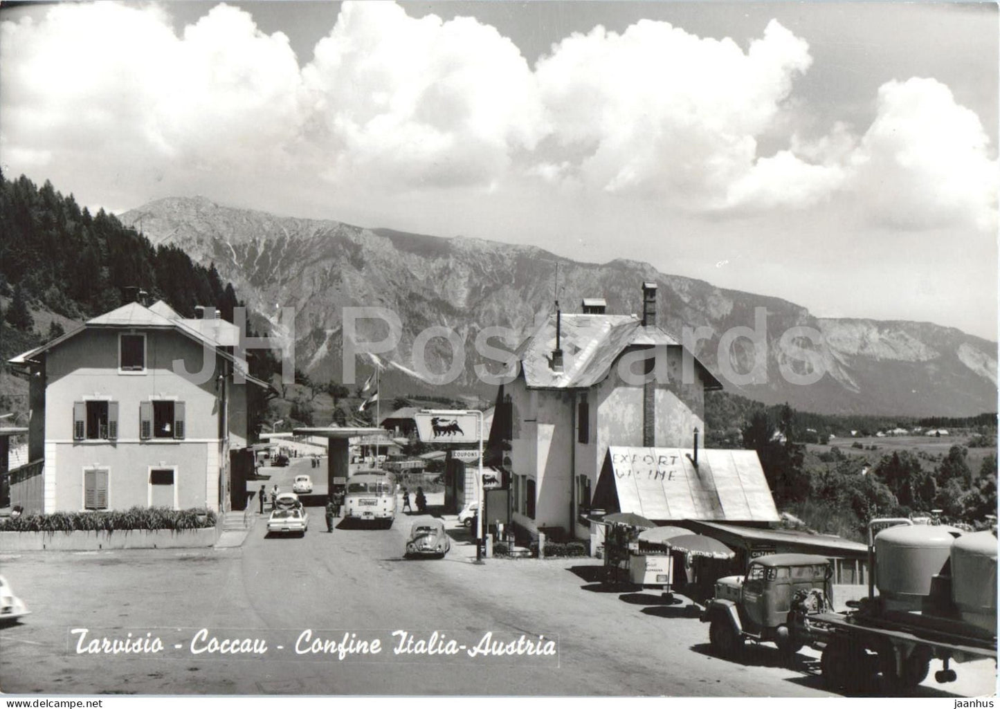 Tarvisio - Coccau - Confine Italia Austria - Border - car - truck - bus - 35/66 - old postcard - Italy - used - JH Postcards