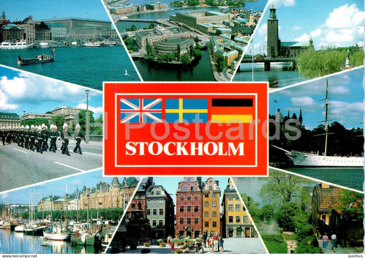 Stockholm - city views - boat - ship - multiview - 01-0927 - Sweden - unused - JH Postcards