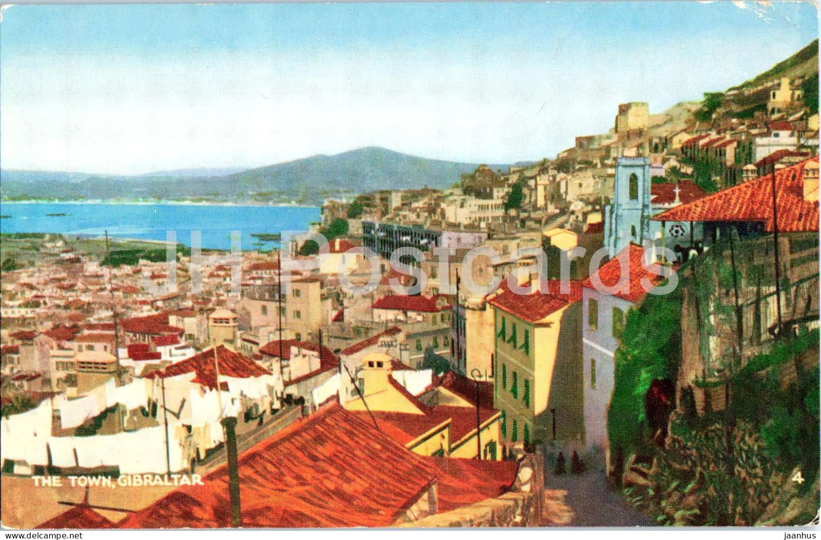 Gibraltar - The Town - panorama - rooftops - bay - 4 - 1962 - Gibraltar - used - JH Postcards