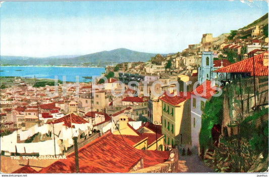 Gibraltar - The Town - panorama - rooftops - bay - 4 - 1962 - Gibraltar - used - JH Postcards
