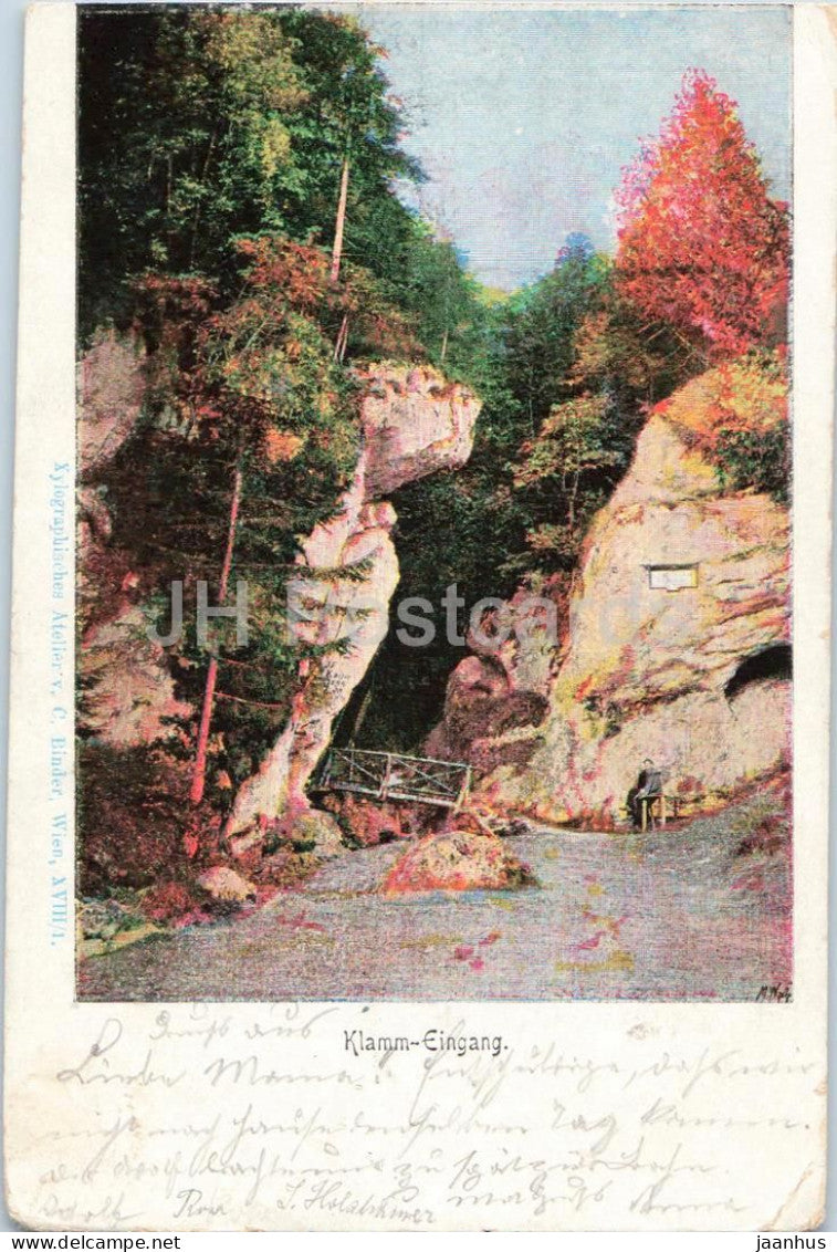Klamm Eingang - mountain gorge - old postcard - 1900 - Austria - used - JH Postcards