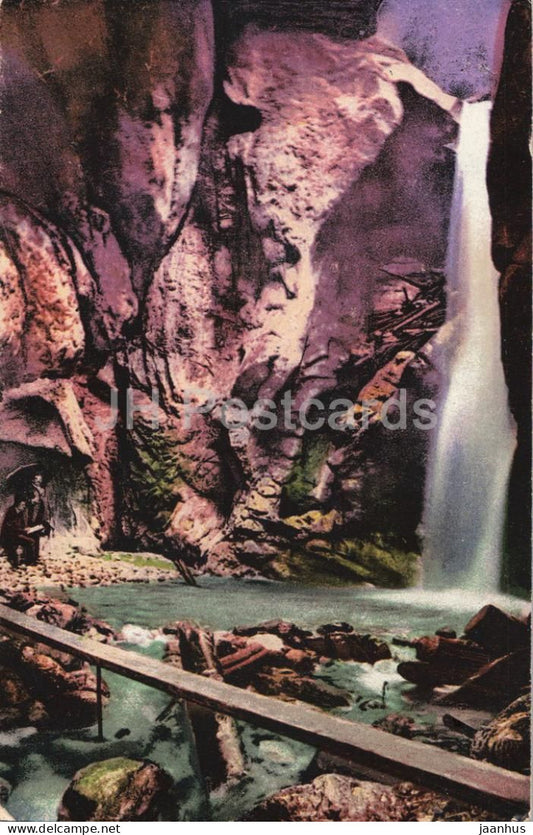 Salzkammergut - Wasserfall in Burggraben Klamm bei Unterach am Attersee - Nr 305 - old postcard - 1906 - Austria - used - JH Postcards