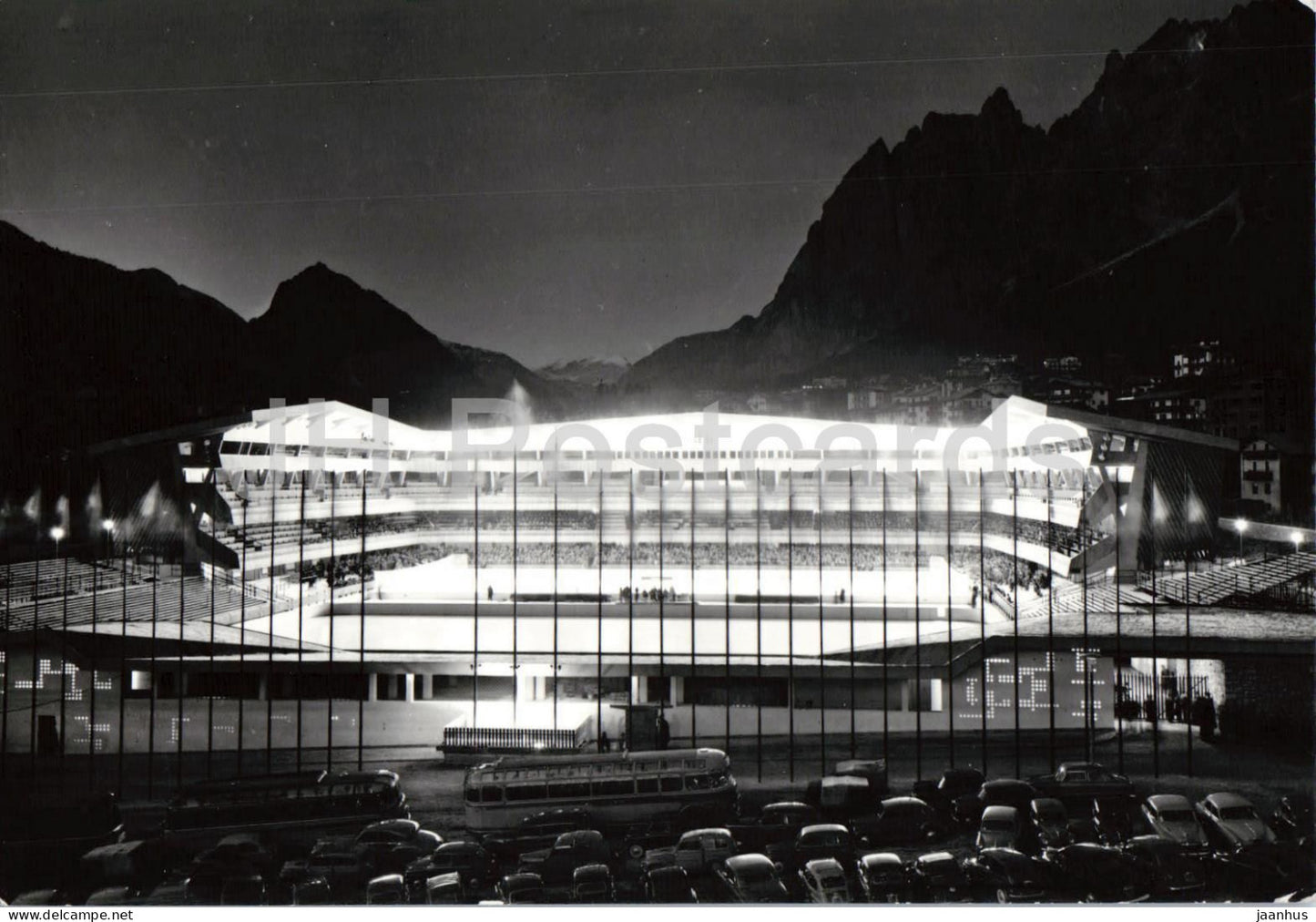 Cortina m.1224 - Stadio Olimpico del Ghiaccio - Notturno - Olympic Stadium - Night View - SI 02 - 1963 - Italy - used - JH Postcards