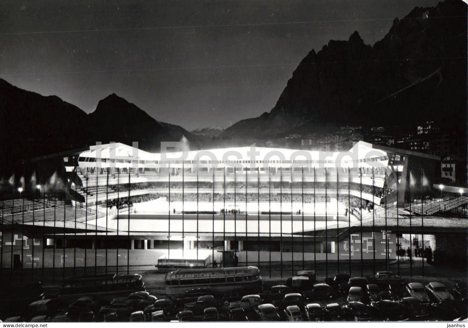 Cortina m.1224 - Stadio Olimpico del Ghiaccio - Notturno - Olympic Stadium - Night View - SI 02 - 1963 - Italy - used - JH Postcards