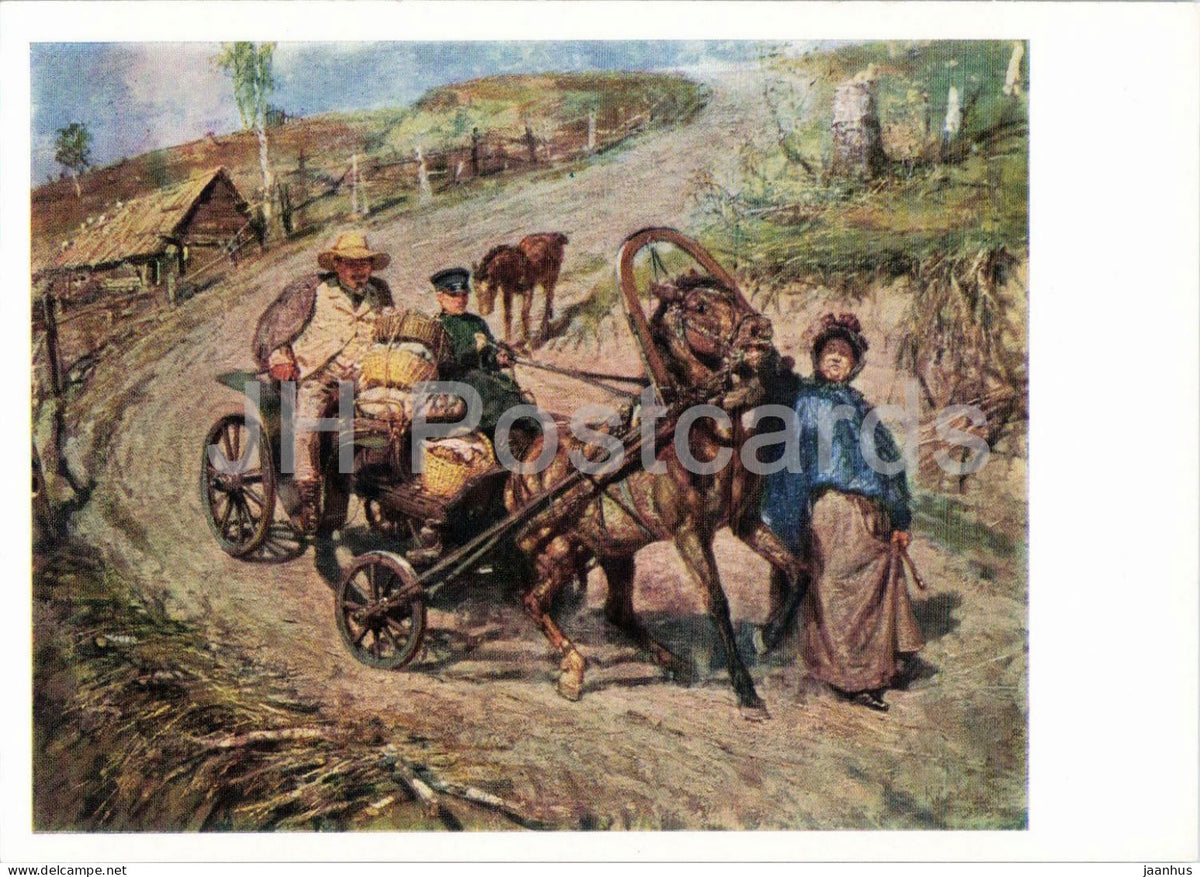 painting by Konstantin Savitsky - The Steep Bank - horse - Russian art - 1964 - Russia USSR - unused - JH Postcards