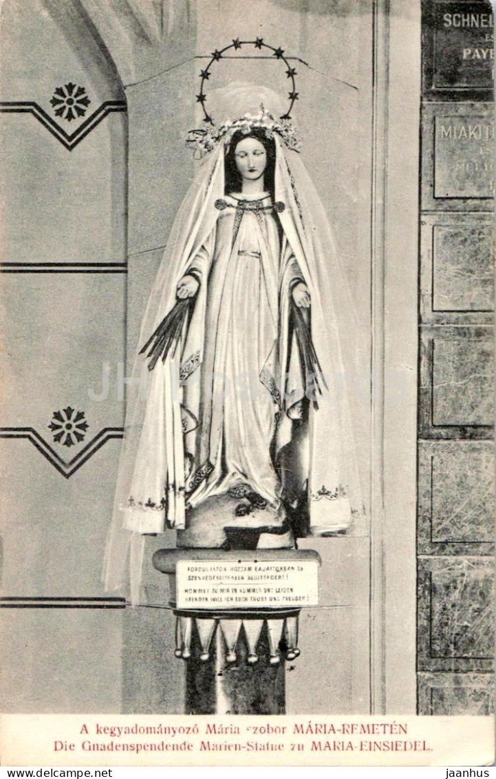 A kegyadomanyozo Maria szobor Maria Remeten - Maria Remeterol - Maria Einsiedel - old postcard - 1922- Hungary - used - JH Postcards