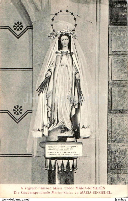 A kegyadomanyozo Maria szobor Maria Remeten - Maria Remeterol - Maria Einsiedel - old postcard - 1922- Hungary - used - JH Postcards