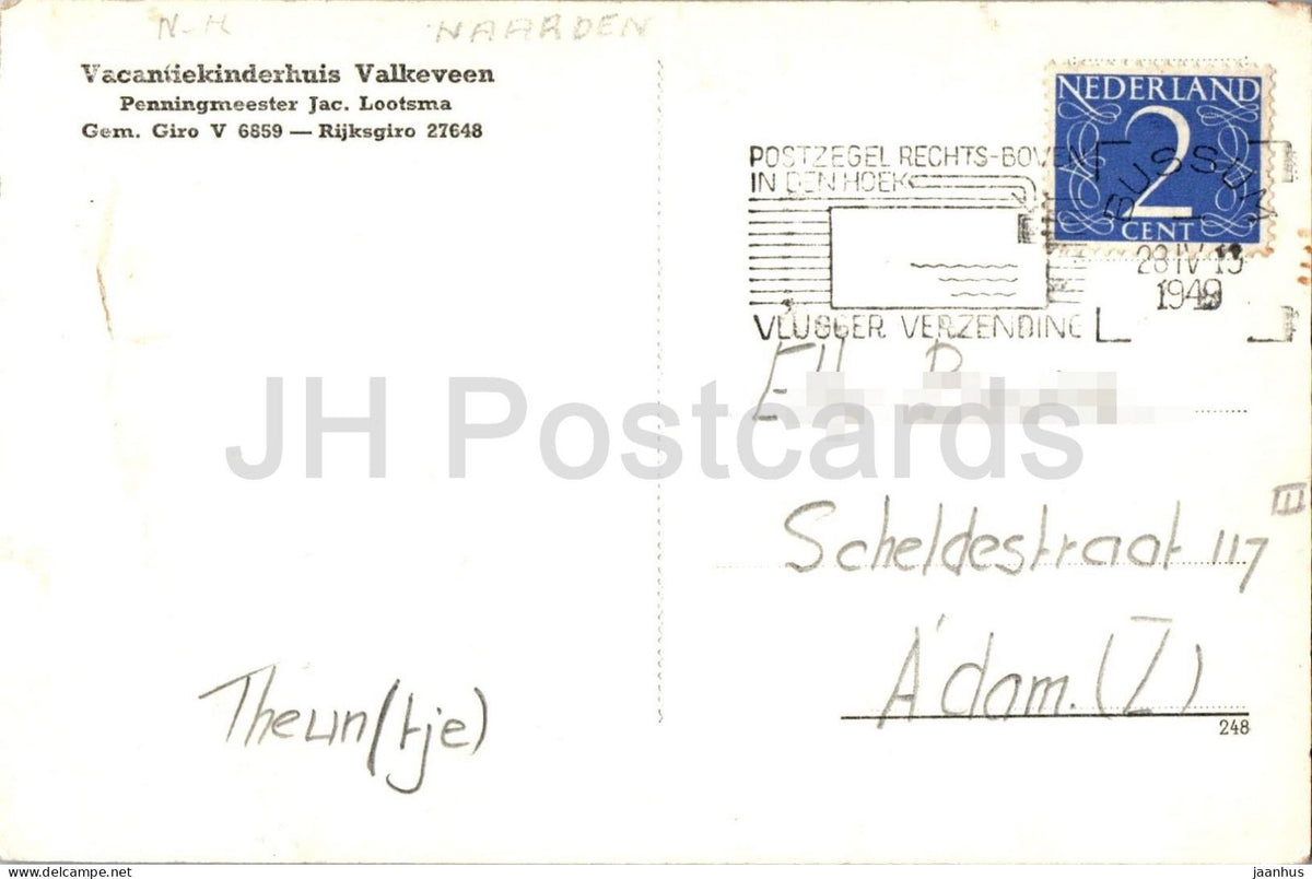 Valkeveen Naarden - meadow at the childrens holiday home - old postcard - 1949 - Netherlands - used