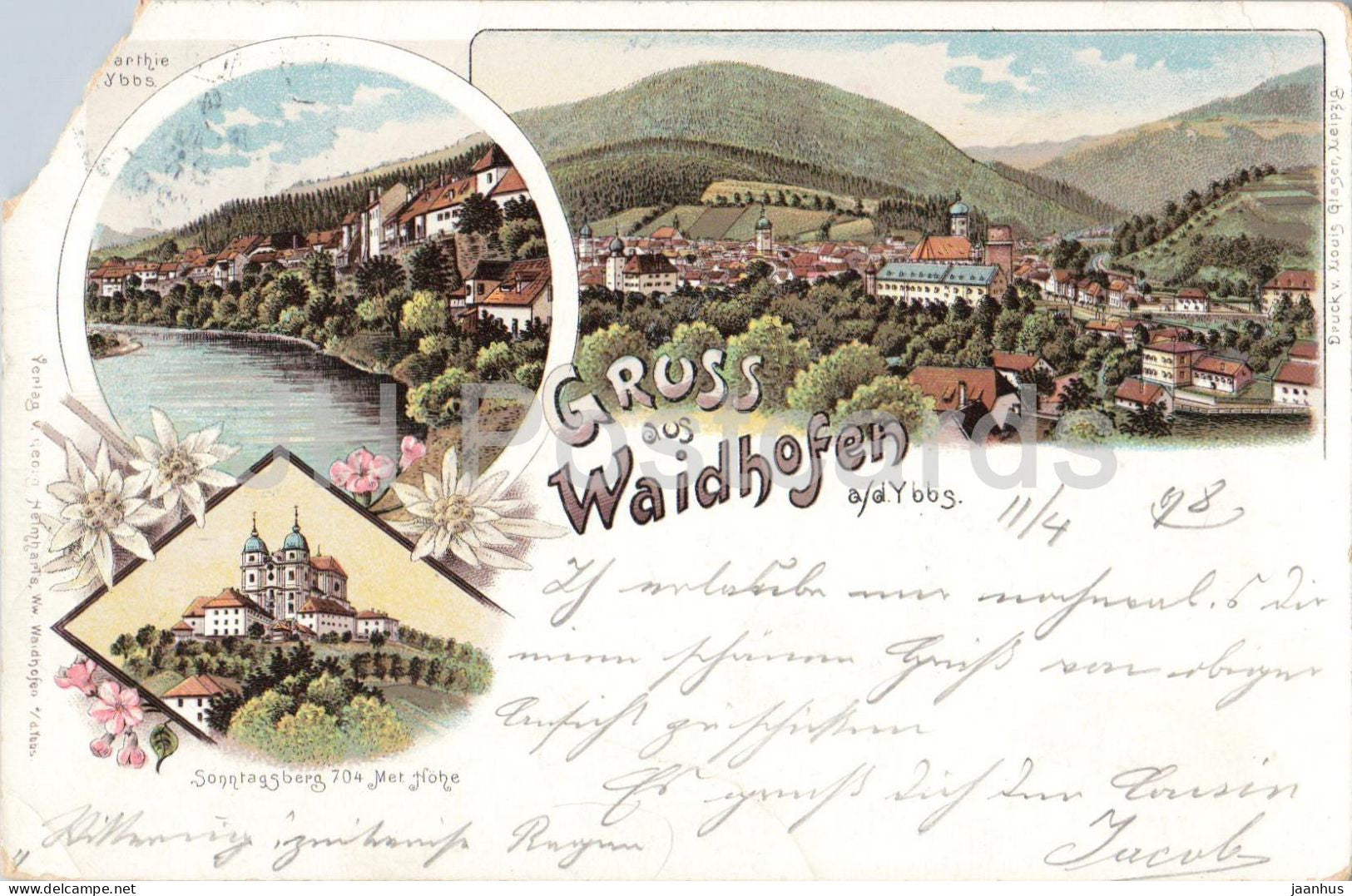 Gruss aus Waidhofen - Sonntagsberg - Ybbs - Litho - old postcard - 1898 - Austria - used - JH Postcards
