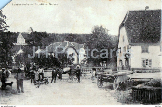 Beurnevesin - Frontiere Suisse - Schweizer Grenze - border area - rural street - old postcard - Switzerland - unused - JH Postcards