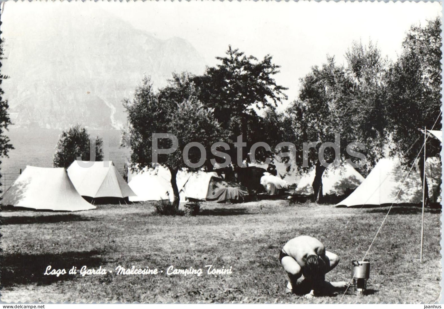 Lago di Garda - Malcesine - Camping Tonini - tent - 3592 - old postcard - 1959 - Italy - used - JH Postcards