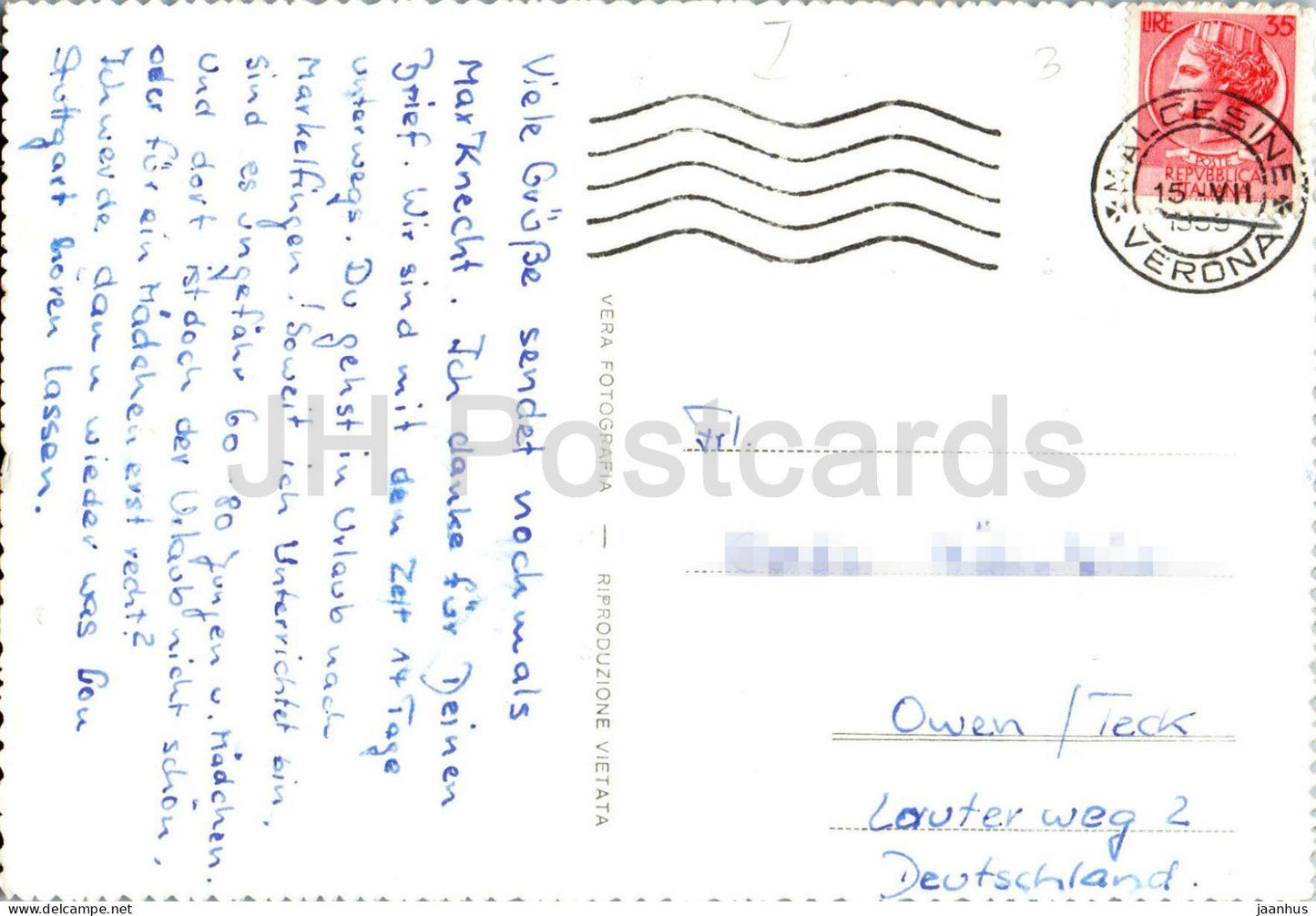 Lago di Garda - Malcesine - Camping Tonini - tent - 3592 - old postcard - 1959 - Italy - used