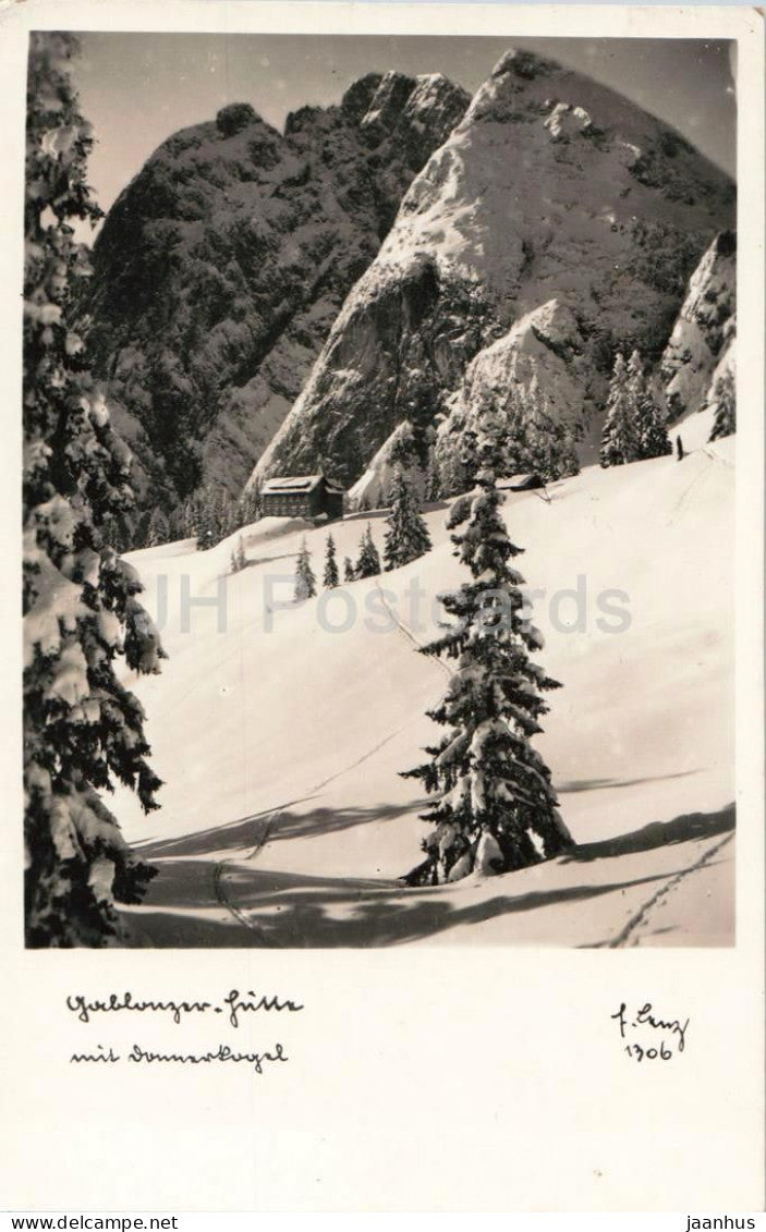 Gollinger Hutte mit Tennengebirge - alpine hut - 1306 - old postcard - Austria - used - JH Postcards