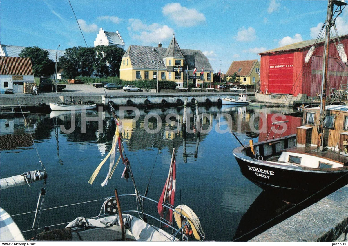 Saeby Havn - harbour with fishing boats - boat Athene - car - 9414 - 1990s - Denmark - unused - JH Postcards
