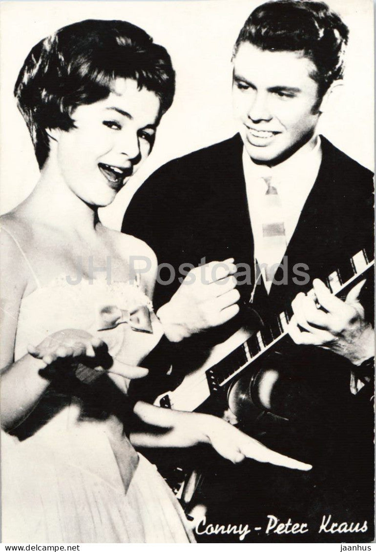 Conny Froboess and Peter Kraus - German and Austrian singers - guitar portrait - 1960s - unused - JH Postcards