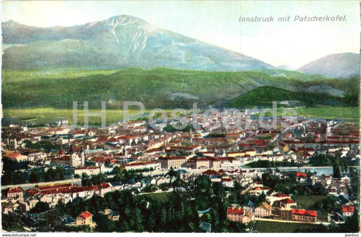 Innsbruck mit Patscherkofel - city panorama - mountains - Tirol landscape - old postcard - Austria - unused - JH Postcards