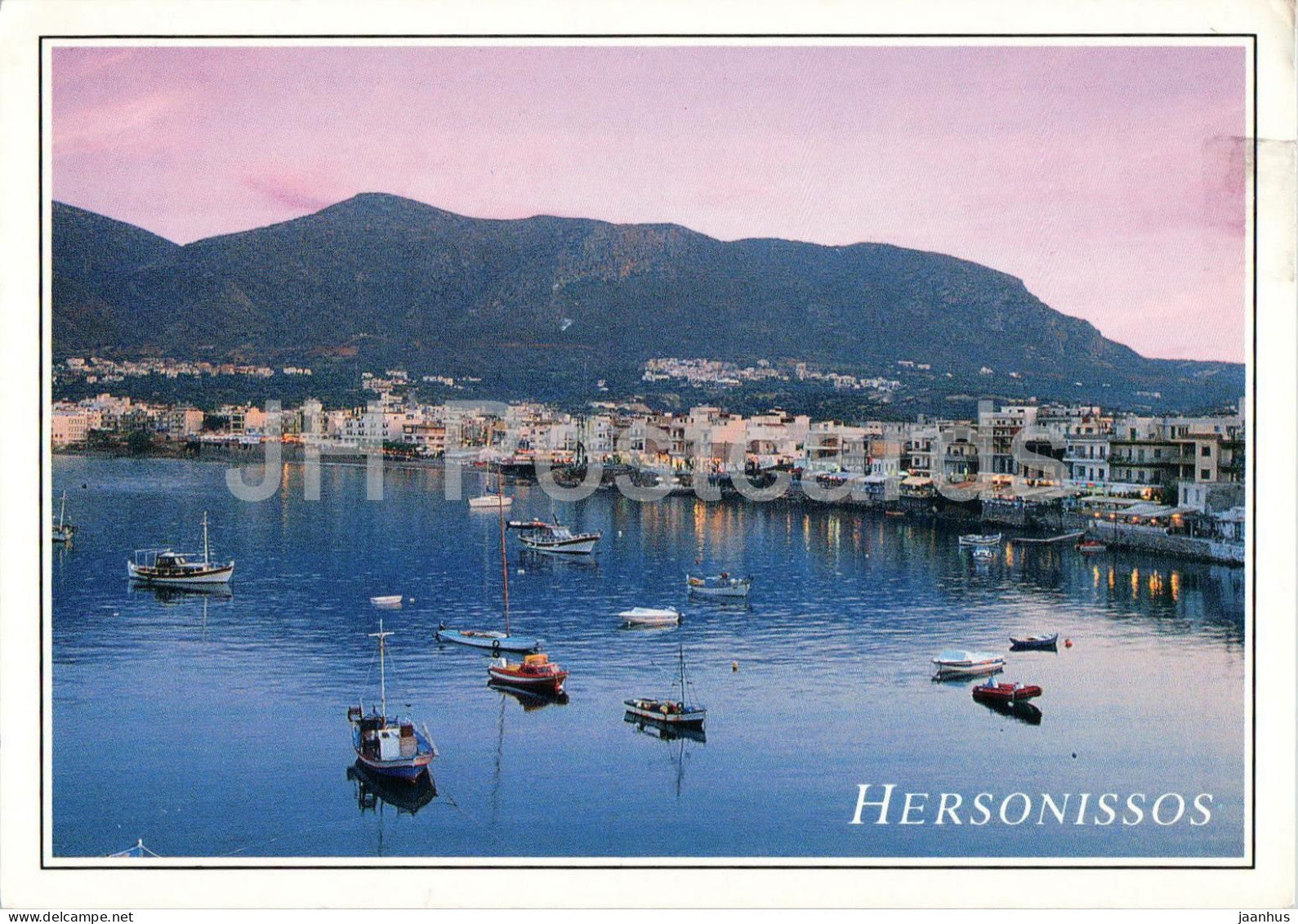 Hersonissos - harbour - boat - evening view - Crete - 247 - 1993 - Greece - used - JH Postcards