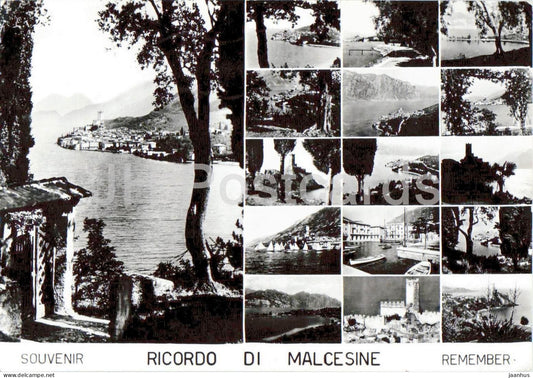 Malcesine - Ricordo di Malcesine - Souvenir - Lake Garda - town - multiview - 3592 - old postcard - 1959 - Italy - used - JH Postcards