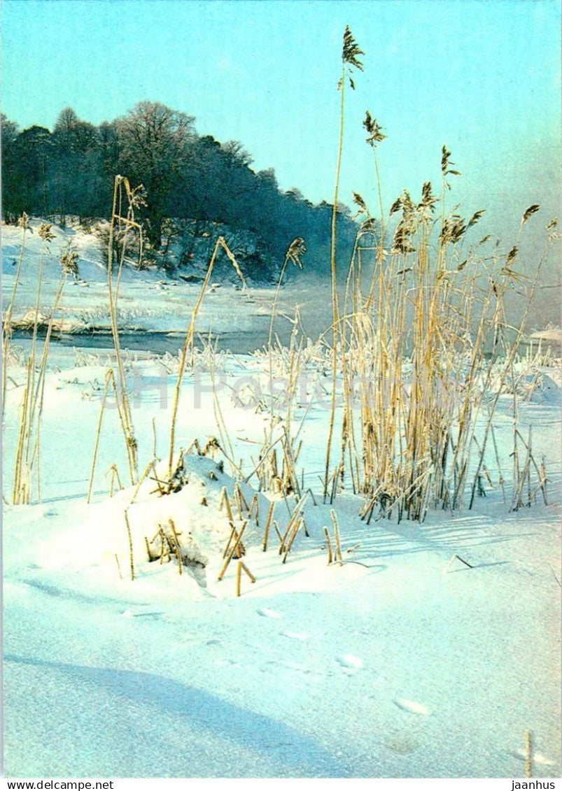 New Year Greeting card - 2 - winter view - 1986 - Estonia USSR - used - JH Postcards