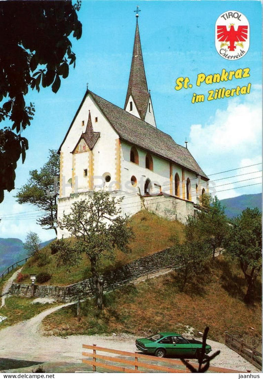 St. Pankraz im Zillertal - church - village - mountains - car - 2256 - 1994 - Austria - used - JH Postcards